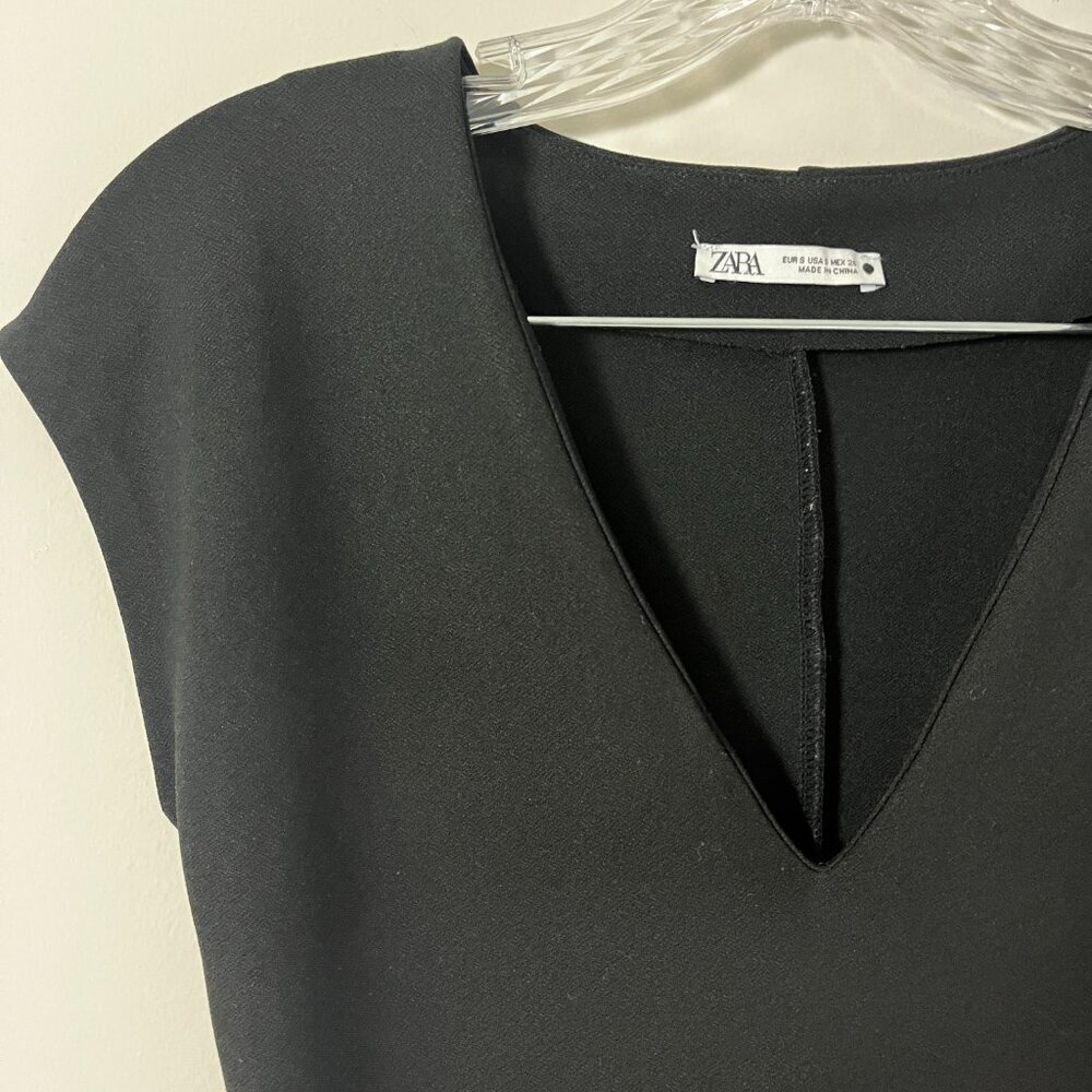 2/$30 Zara Black V-neck Bodycon Midi Classy Dress S